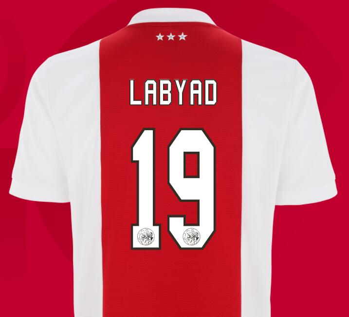 2021/22 Ajax Home Kit Soccer Jersey with Labyad 19 printing